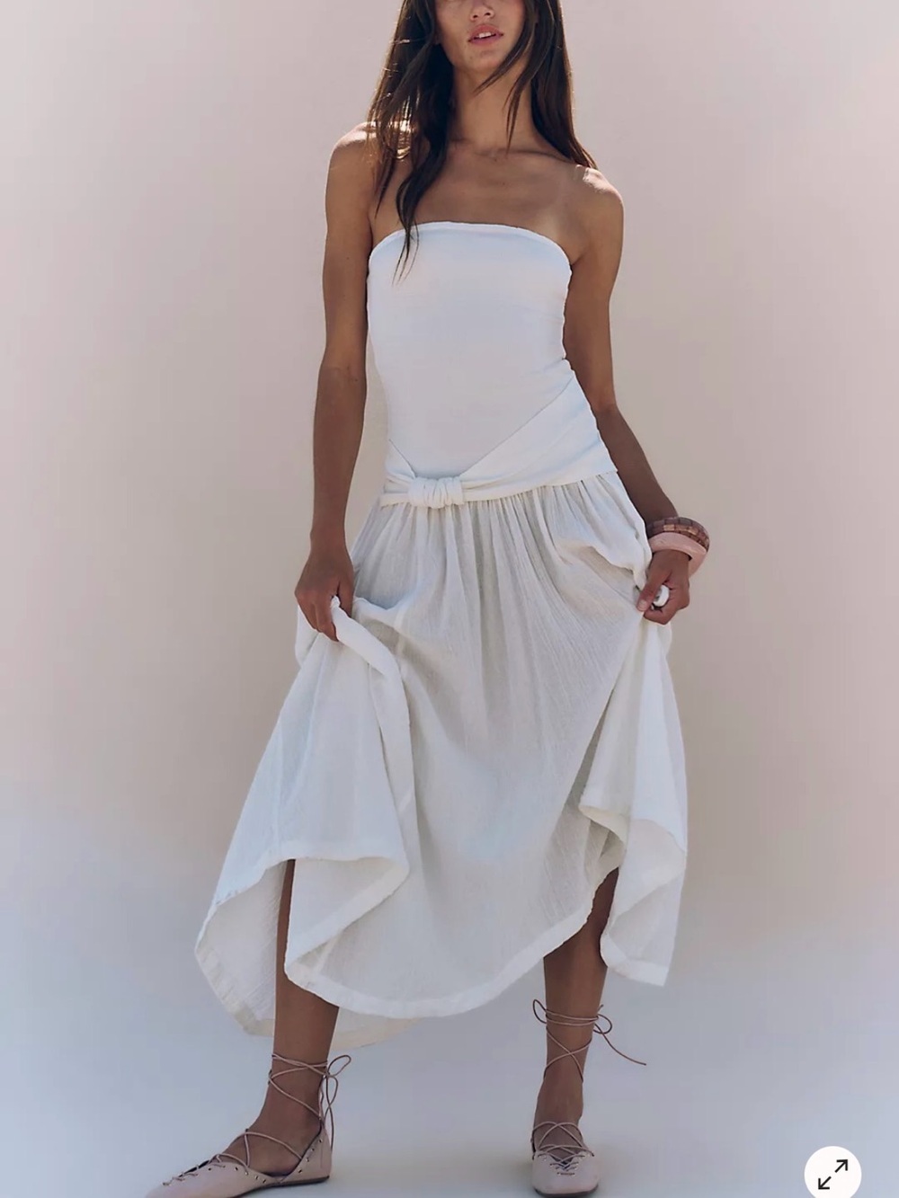 Brand new with tags Free People free-est Sable Midi Dress in white, size large.